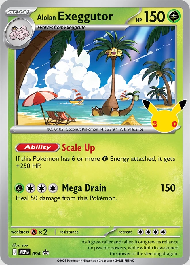 Pokémon 30th Celebration Tech Sticker Collection Exeggutor