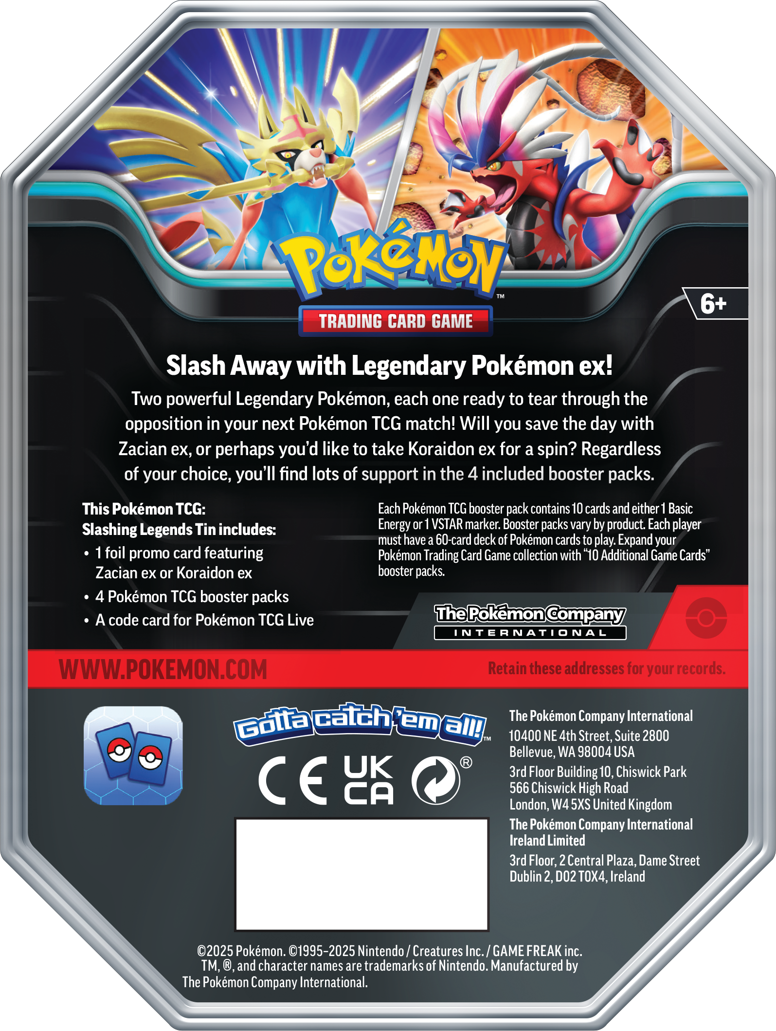 pokemon trading card games slashing legends tin randomly selected Pokémon - Slashing Legends ex Tin