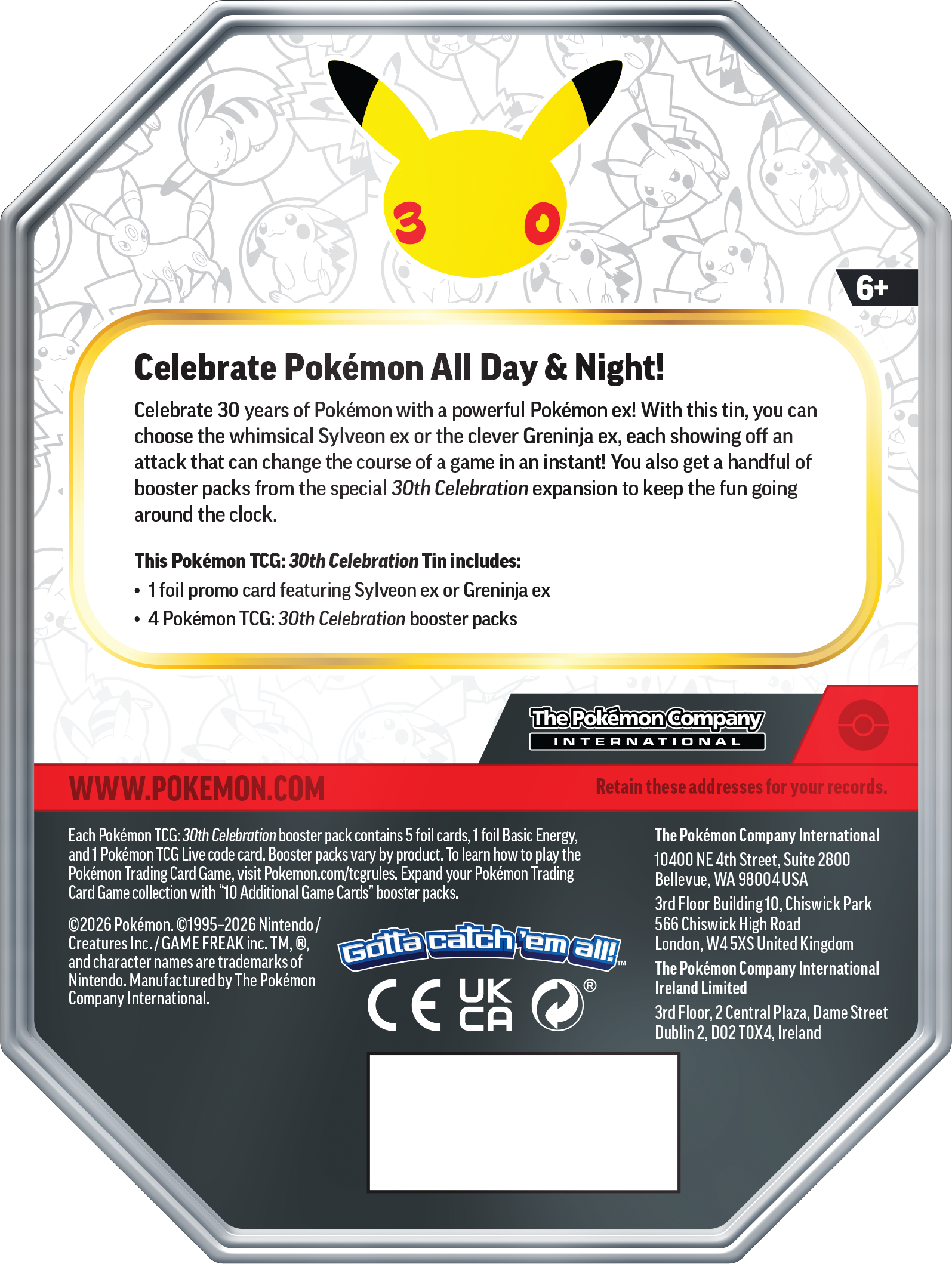 Pokémon 30th Celebration EX Tin